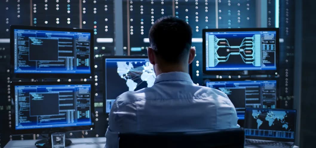 Engineer monitoring managed IT systems